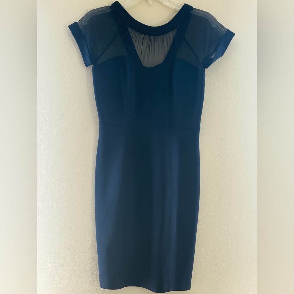 Enfocus Studio Blue Flutter Sleeve Sheath Dress